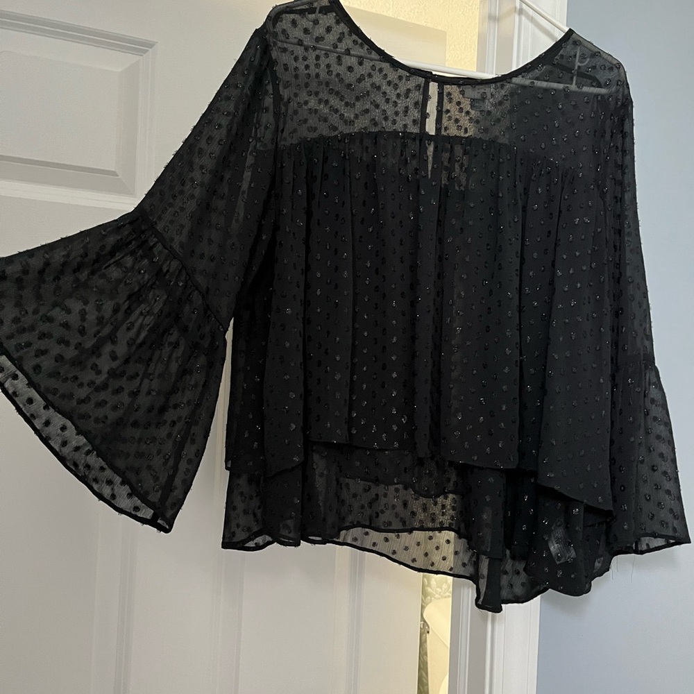 Elegant Black Sheer Women's Top with sparkles